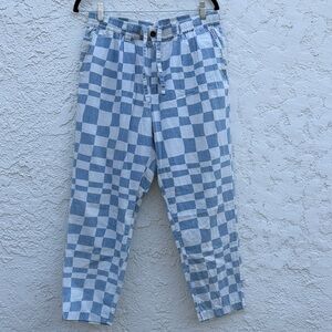 Banks Journal Blue and White Checkered Cotton Pants Medium